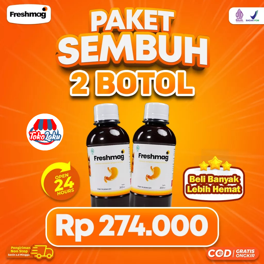Paket Sembuh - 2 Botol Freshmag Fresh Mag Maag Atasi Maag Kronis Asam Lambung Kronis &amp; Infeksi Lambung Mual Muntah Gerd
