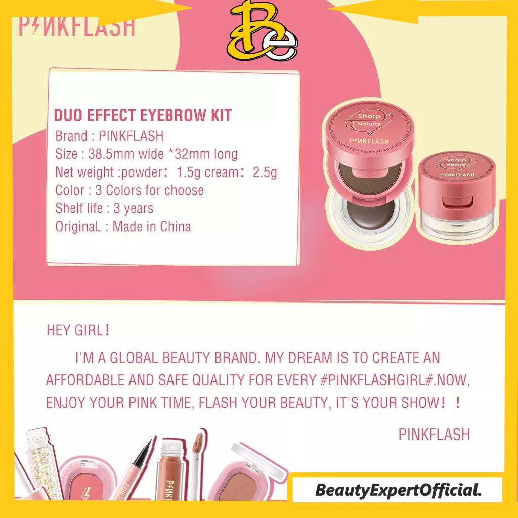 ⭐ Beauty Expert ⭐ PINKFLASH 2-in-1 Eyebrow Cream &amp; Powder Gel pomade Eyeliner Waterproof smudge-proof high pigment lasting Multi-uses PF-E22