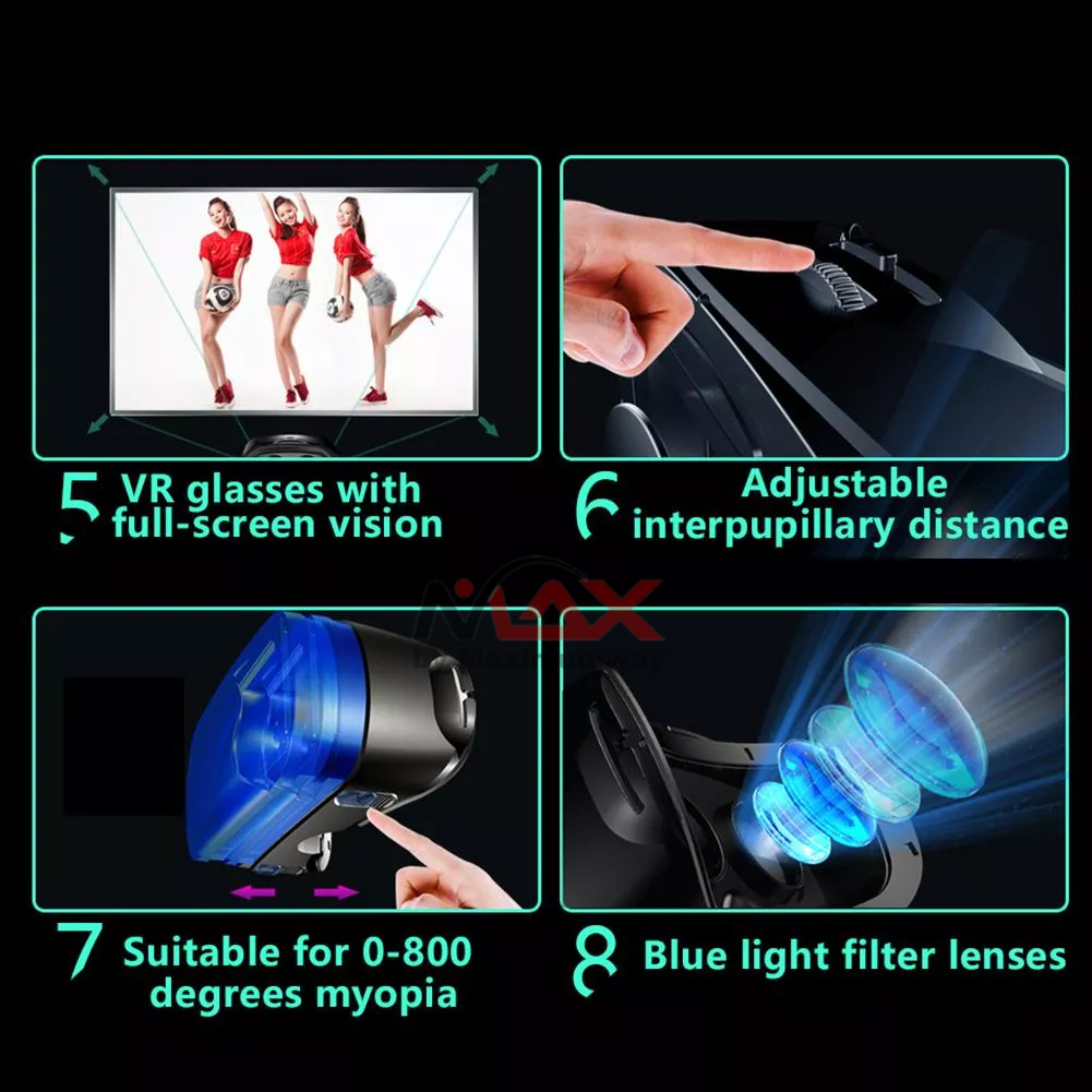 VRGPRO Kacamata Virtual Reality 3D VR plus Headphone kualitas HIFI untuk video 3D game 3D Metaverse Google VR kompatible untuk android dan iphone volume layar HP 5, 6 dan 7 inch Virtual Reality VR Glasses 3D Google Cardboard Box Headset Helmet