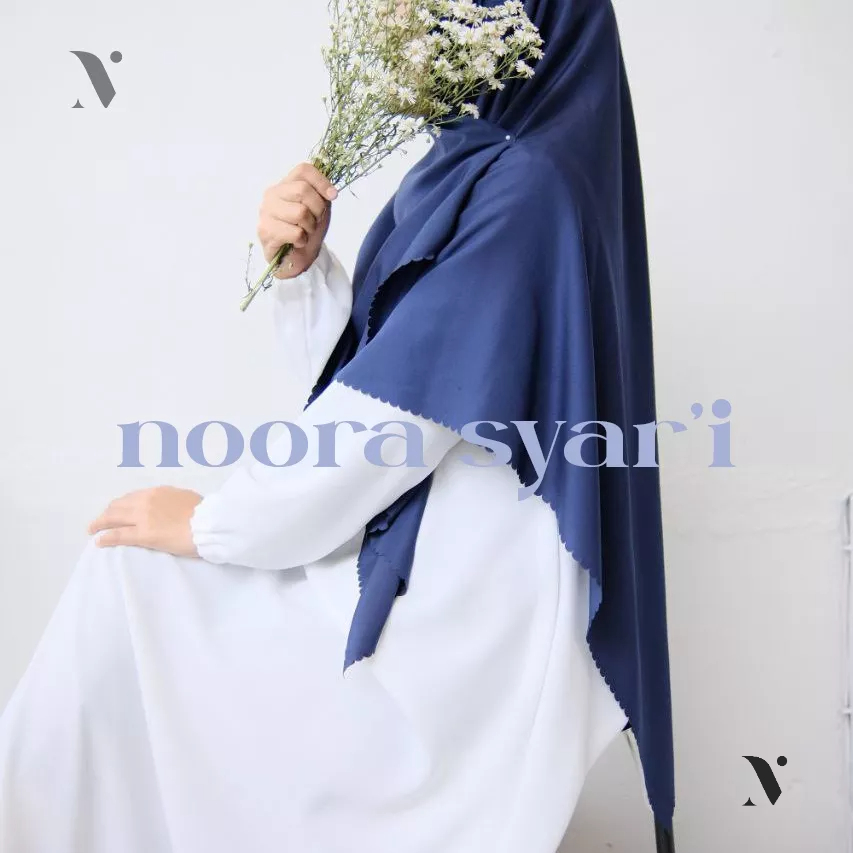 Noora Hijab - Jilbab Syari Segiempat Kerudung Jumbo 130x130 Polos Voal Premium Laser Cut