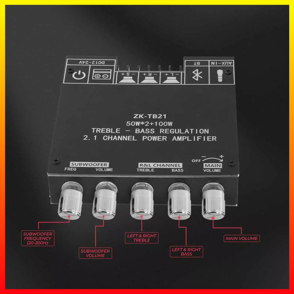 Speaker Amplifier DIY Bluetooth 5.0 Amplifier Board 50Wx2+100W SZM-TB21 - 7RSKCNBK