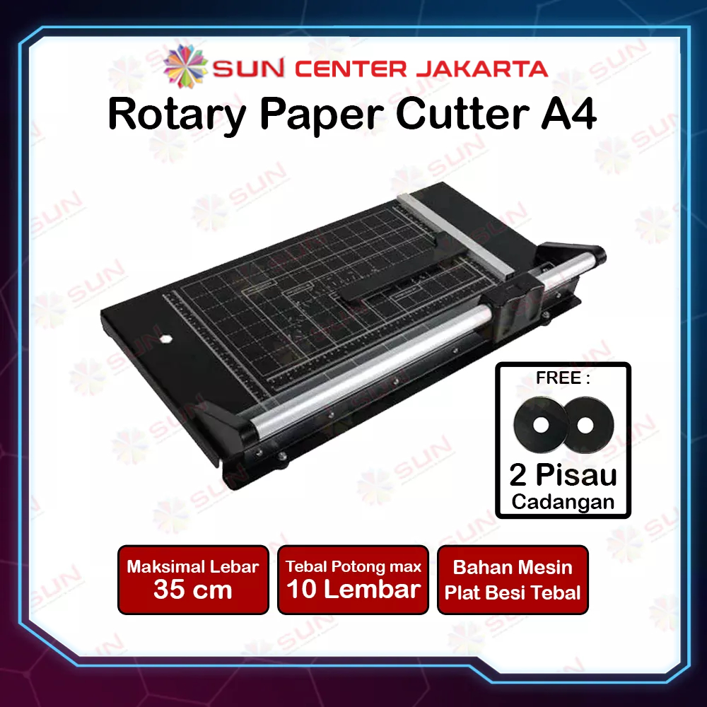 Rotary Paper Cutter Trimmer A4 / A3 vertikal 35 cm - Alat Potong / Pemotong kertas HVS, Kertas foto Photo glossy, Silky, Sticker, Art Paper A3, A4, A5, A6, Pas Photo 4R