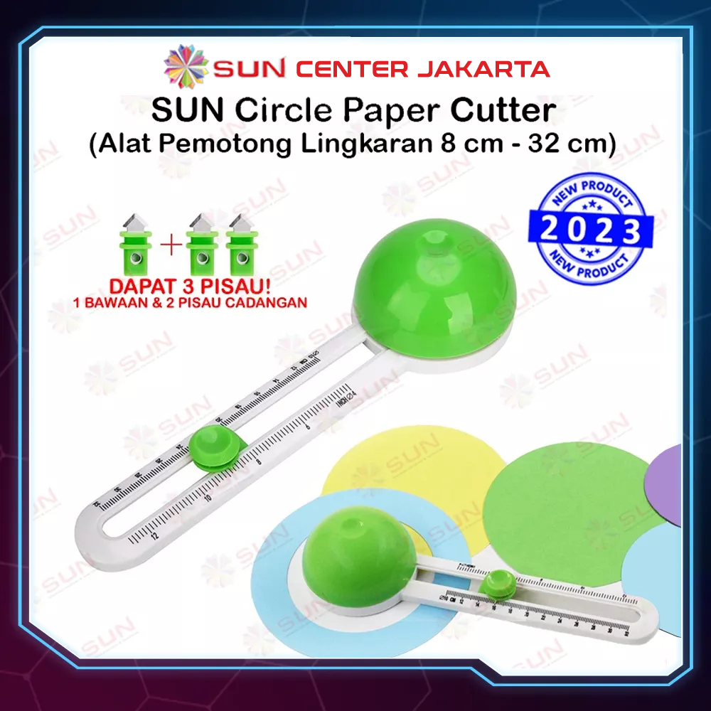 Circle Cutter Premium 4 cm - 19 cm / 8 -32 cm Pisau Alat Potong Kertas Sticker Bulat / Lingkaran / Bundar Kualitas Eksport (bisa potong sticker bontax camel, photo glossy sticker, kertas foto, HVS, Inkjet, Art paper, Duplex, Vinyl, Silky)