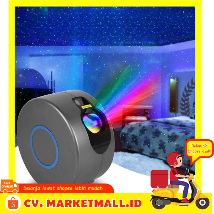 Lampu Tidur Proyektor Cahaya Galaxy Bintang Resolusi Tinggi Remote Control Pengaturan Kecerahan &amp; Kecepatan VooVoo - 7RHAE1BK