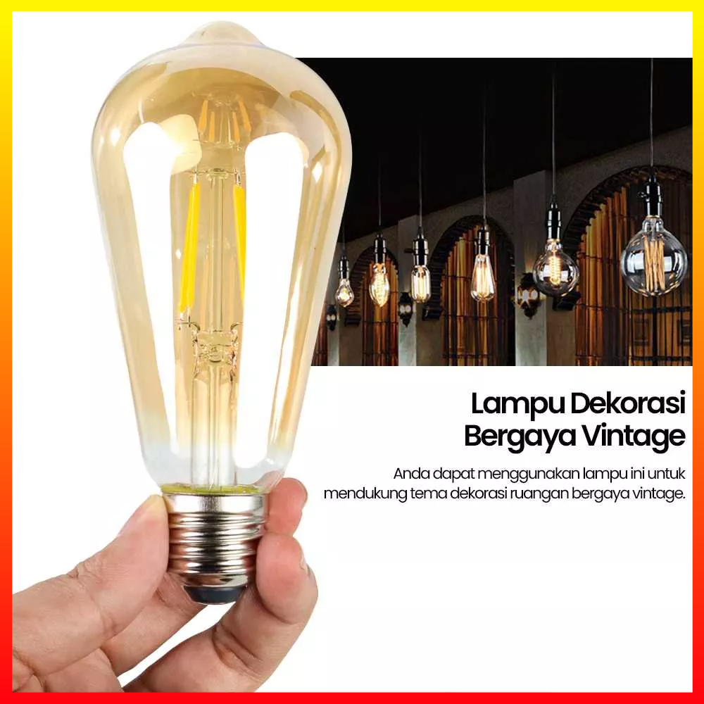 Lampu Bohlam Pijar Edison Filamen LED Antik Retro Vintage Soket E27 Dimmable 220V 4W GUANGWEISHI ST64 - 7CLL4FGD