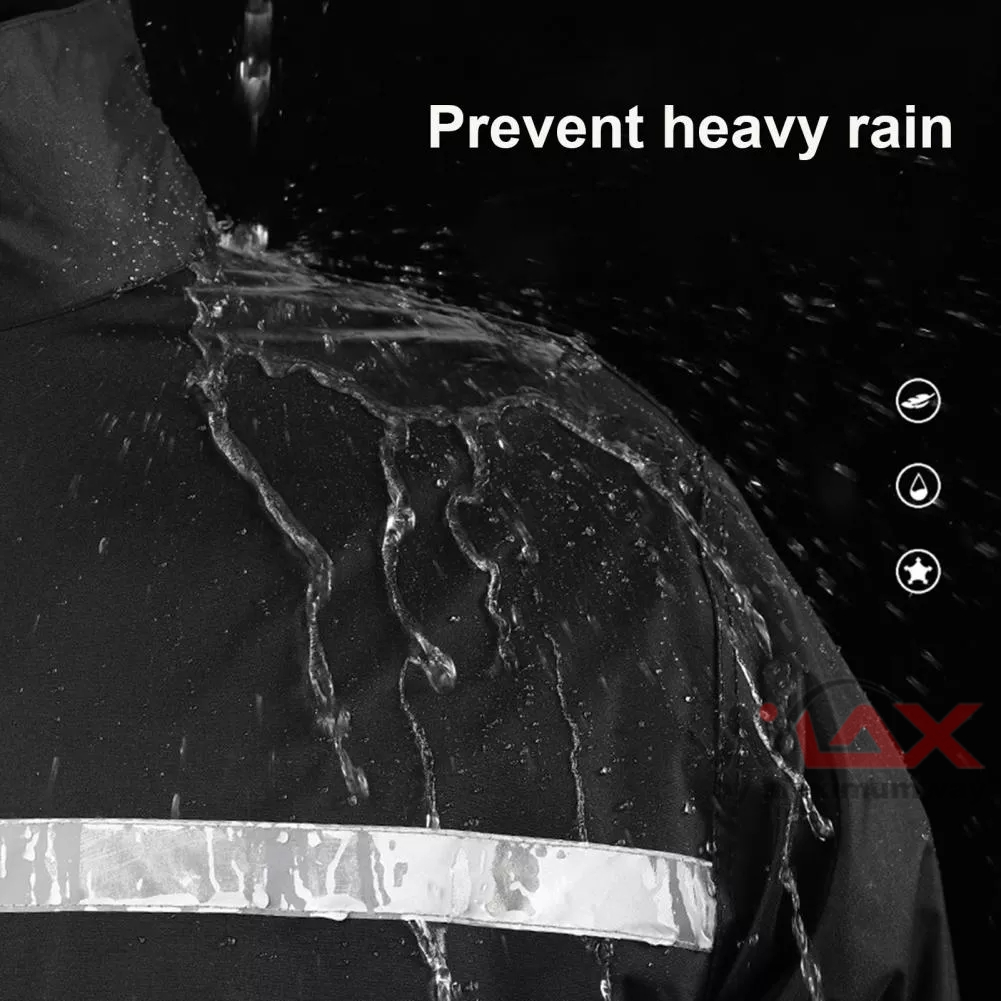 JIE Jas Hujan Motor Setelan Atas Bawah dengan celana pria wanita Set Setelan Jas Hujan Rain Coat bahan tebal anti air kedap air ideal untuk biker bikers pengendara motor cewek cowok laki perempuan Cycling Rain Coat Waterproof Windproof Hiking Camping Rain