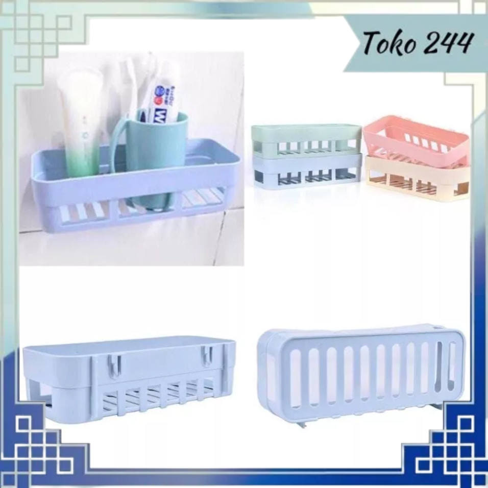 Rak Plastik Tempel Kamar Mandi Persegi Panjang Rak Tempat Sabun Odol