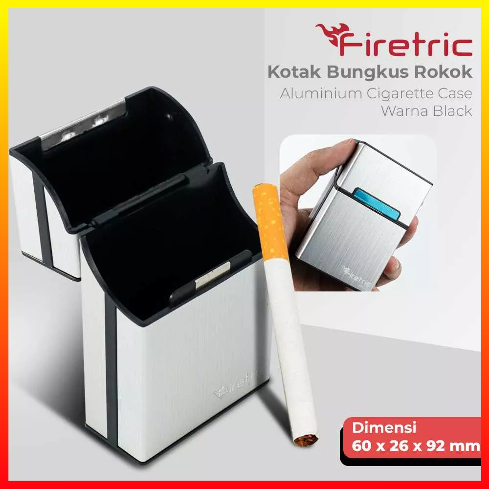 Kotak Keamanan Bungkus Rokok Elegan Desain Premium Aluminium Case Cigarete Firetric - OMTHRPBK