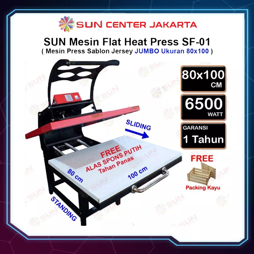 Mesin Press Sablon FULL JERSEY 80x100 cm SF-01 - Alat Sablon Full Kaos Jersey, Bag, Puzzle, Plat Aluminium, Bantal ( DTG, DTF, Polyflex, Sublime, Transfer Paper, Platisol, Rubber )