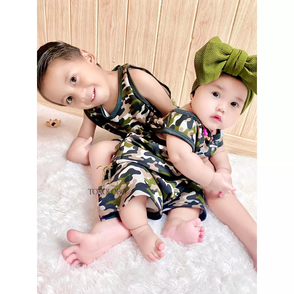 tokolobo set anak singlet loreng unisex