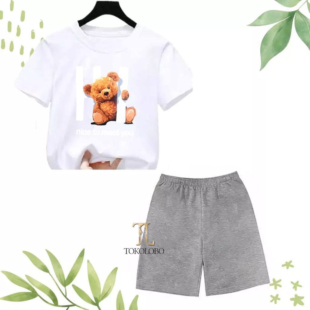 tokolobo set anak DTF printing carbe HI BEAR unisex