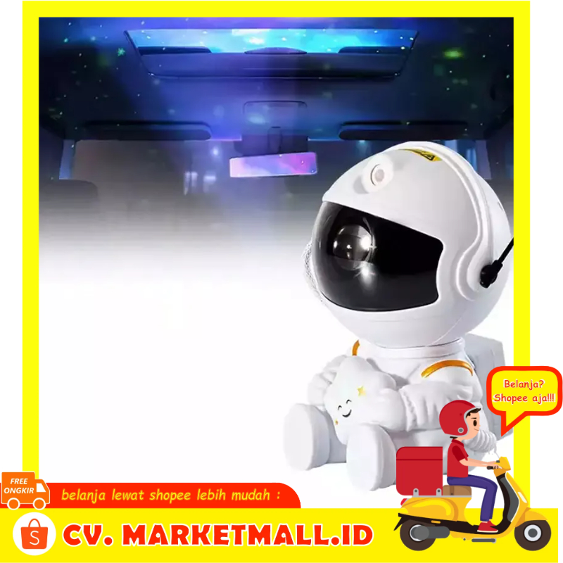 Lampu LED Laser Proyektor Mini Astronot Bulan Bintang Galaxy Untuk Kamar Tidur Atap Mobil Hadiah 5V with Remote Control CHUBAN HR-F3 - 7RHAR3BK