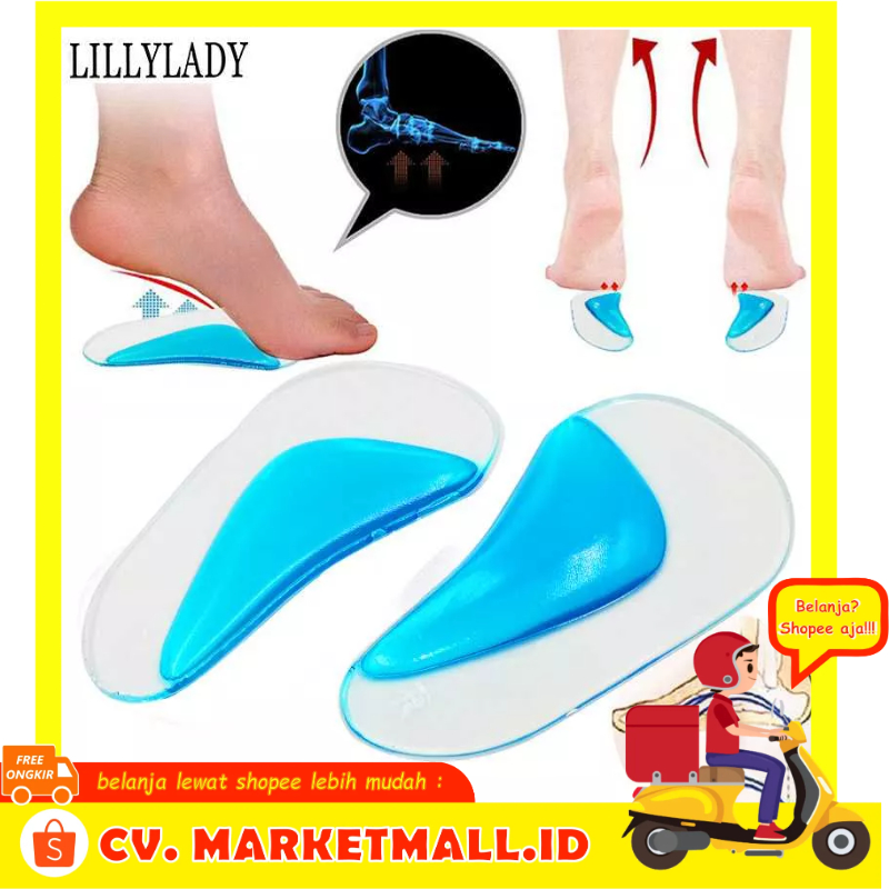 Bantalan Gel Alas Kaki Di Dalam Sepatu Meredakan Nyeri &amp; Mengurangi Tekanan 1 Pair LILLILADY LD10 - 7CHR38BL