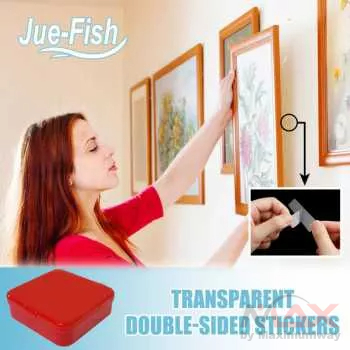 JueFish Double Tape dinding (dapat 60pcs) Super kuat tahan air tempel bingkai atau poster di tembok Washi Adhesive Selotip Perekat doubletape 60pcs Super Strong Double Sided Adhesive Nano Tape Mounting Fixing Pad Self Adhesive Two Sides Waterproof