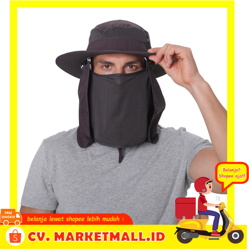 Topi Rimba Gunung Berburu Mendaki Haiking Mancing Perlindungan UV Dengan Leher Flap Sarung Wajah Face - OMSEAVAG