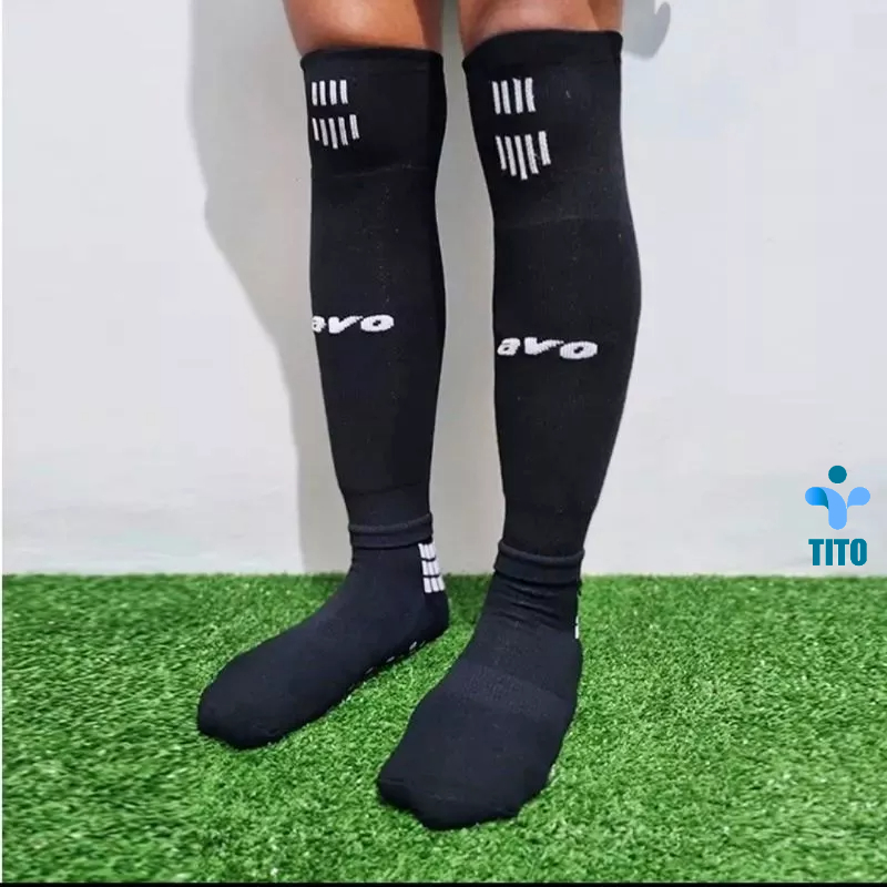 Kaos kaki futsal sepak bola sambung dan bawahan anti slip hitam putih tebal ori avo