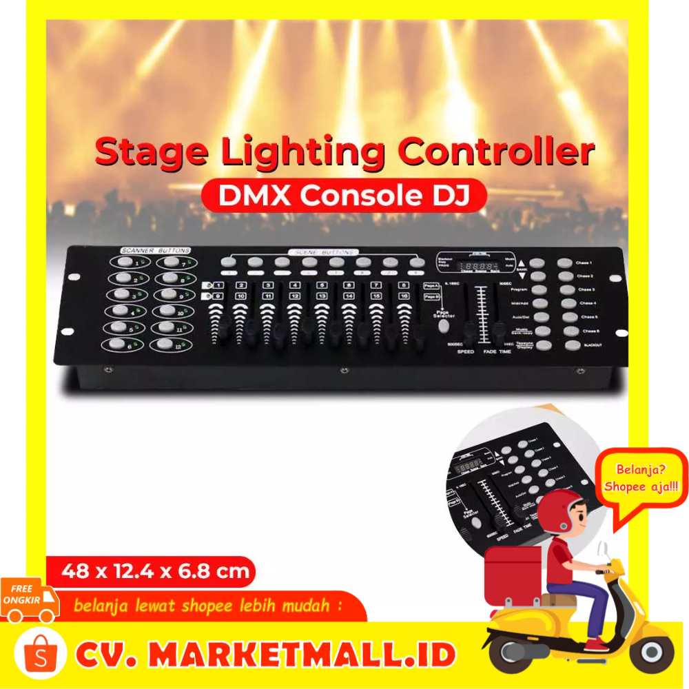 Mini Operator Peralatan DJ Profesional 192 Channel Led Lampu Panggung Dimmer DMX512 Konsol DMX 512 Controller SHEHDS SHE-DMX512 - 7RSK7IBK