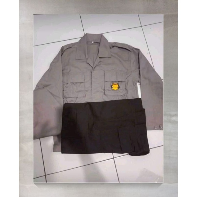 Stelan security 1 stel Seragam satpam  pdl pdh coklat cream krem Seragam security pdl pdh dinas harian kerja lapangan kantor lengan pendek pdh lengan panjang pdl seragam security coklat krem cream warna resmi  bahan tebal American drill distro cod