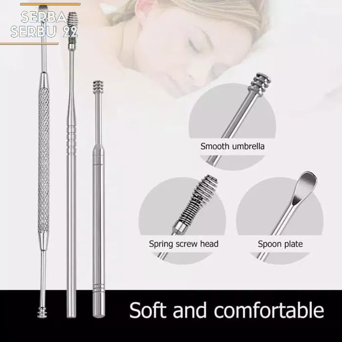 Alat Pembersih Telinga Set 5in1 Bahan Stainless Ear Wax Picker - Korek Kuping Set Simple