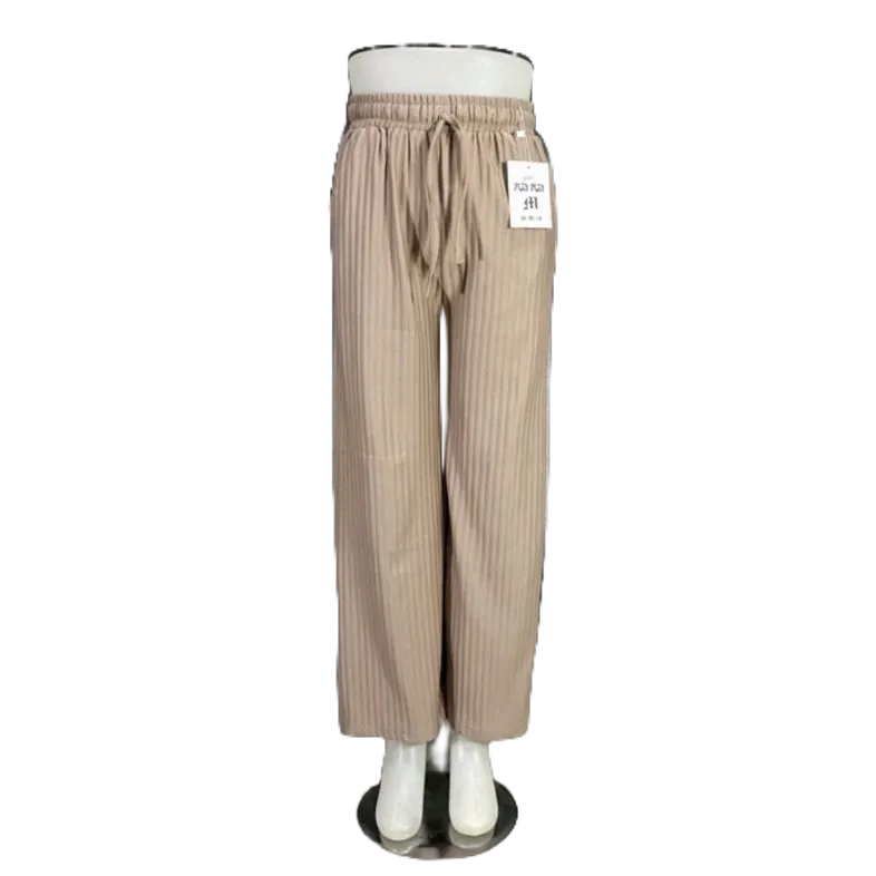 Celana Kulot Knit Tali Pita Panjang Samping Pants Wanita