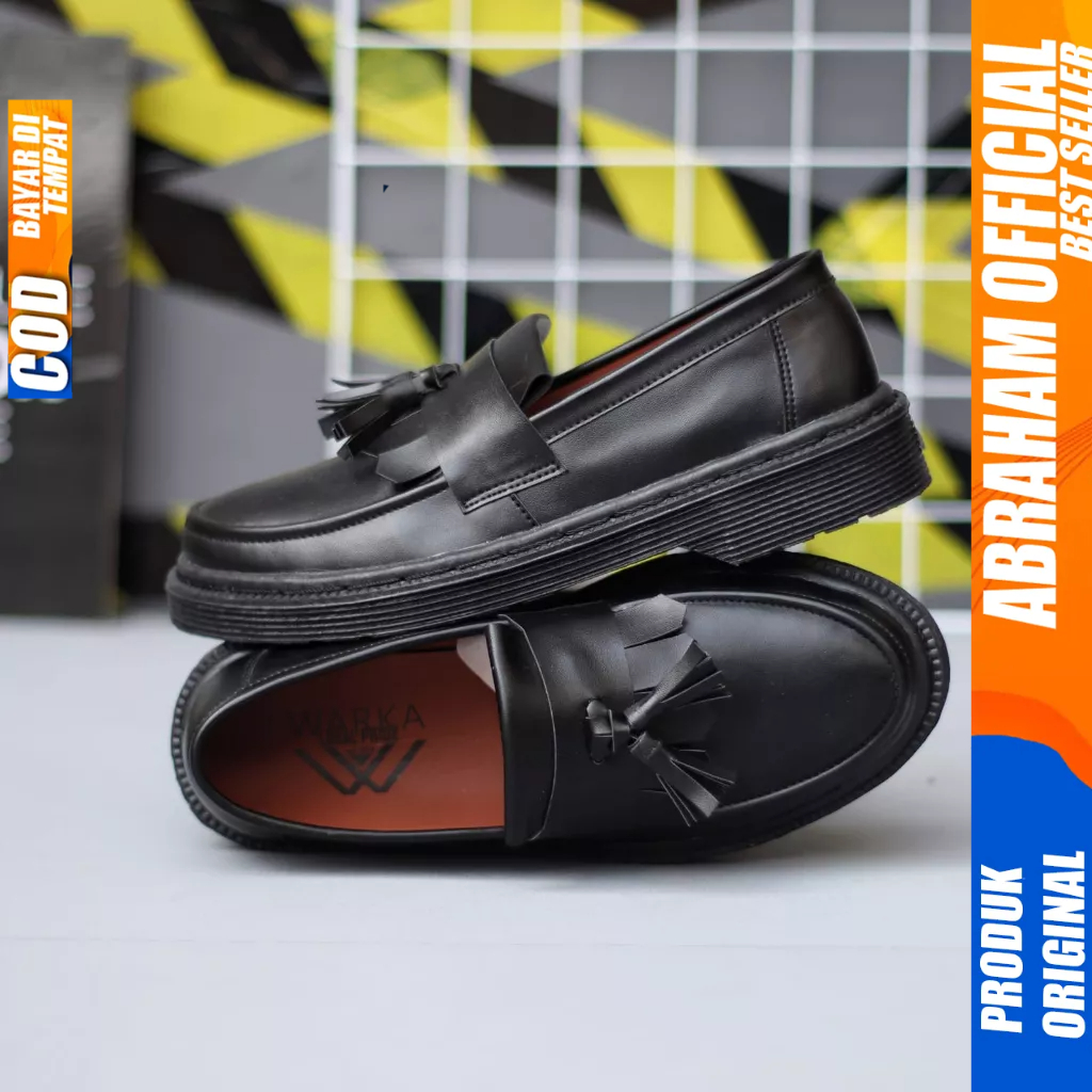 Sepatu Loafers Docmart Hitam Formal Casual Kulit Pu Kerja Pria