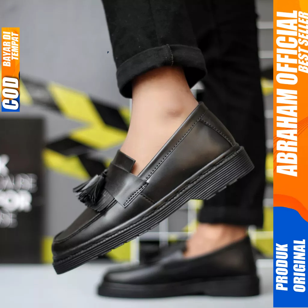 Sepatu Loafers Docmart Formal Hitam Kerja Pria