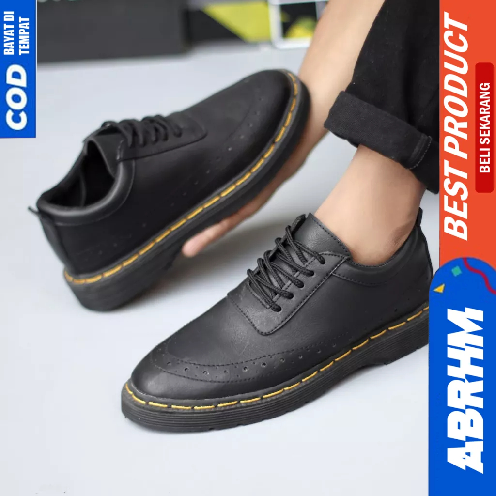 ABRHM Sepatu Formal Pantofel Hitam Casual Kerja Pria