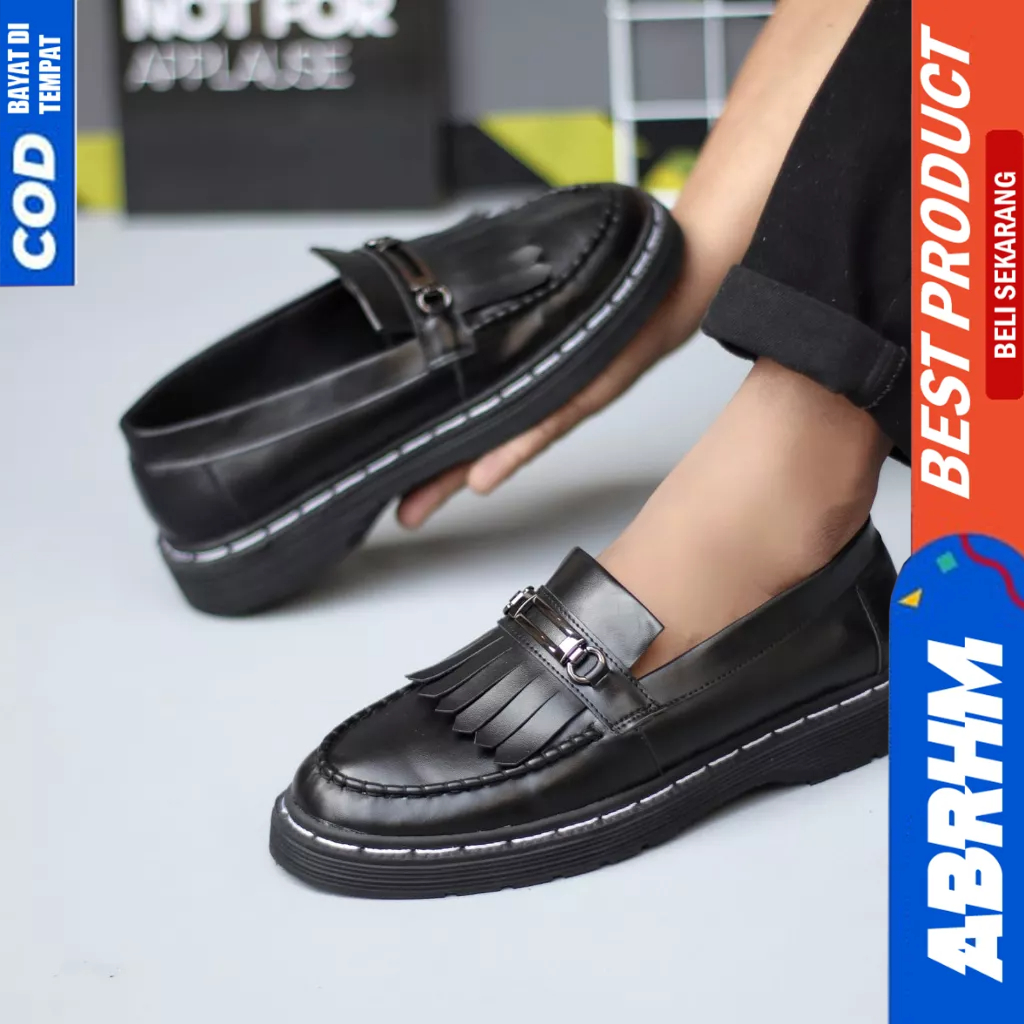 ABRHM loafers Penny Docmart Casual Kerja Hitam Pria