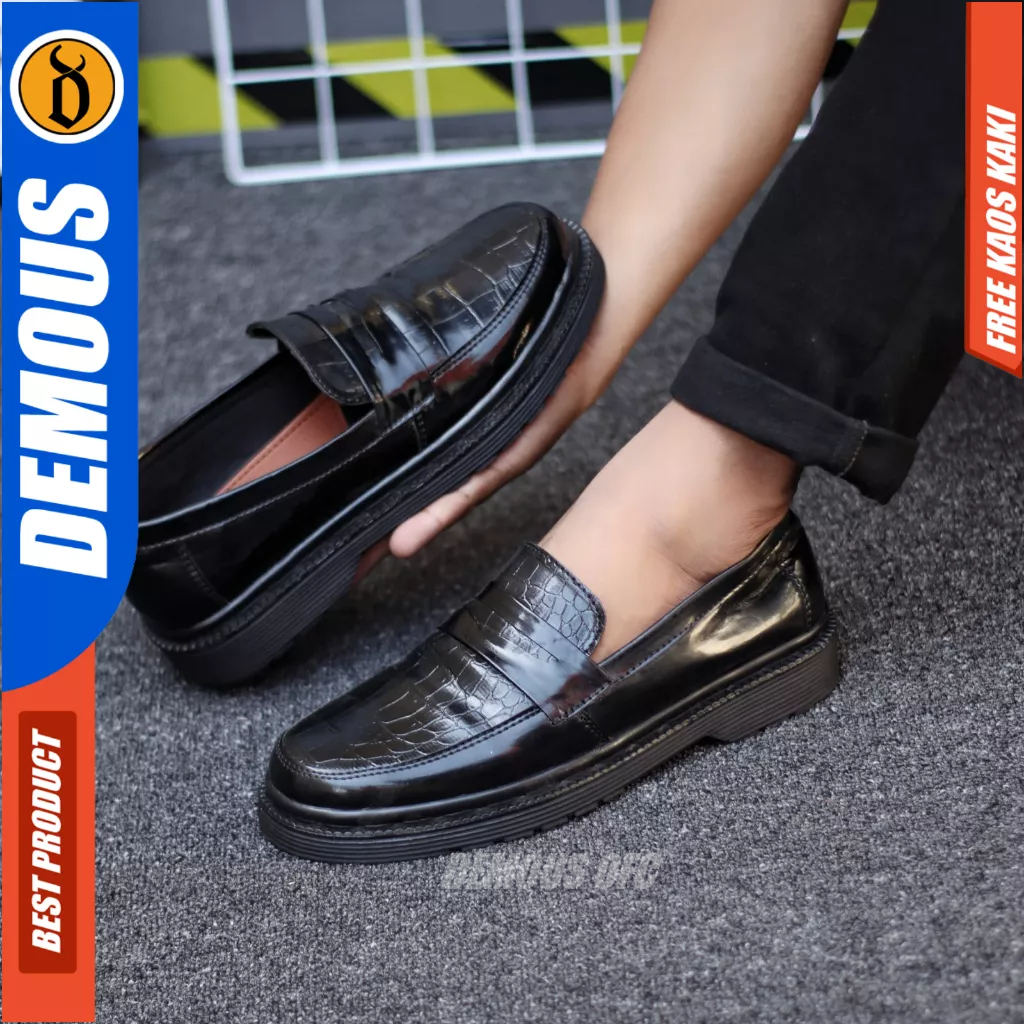 Sepatu Docmart Formal Pantofel Loafers Hitam Pria