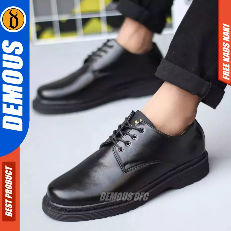 DEMOUS Bam - Sepatu Formal Oxford Docmart Tali Hitam Pria