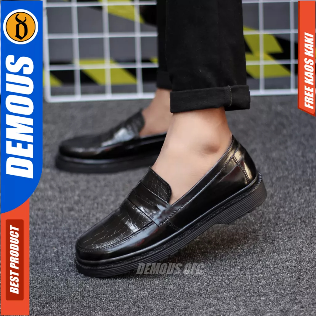 Sepatu Docmart Formal Pantofel Loafers Hitam Pria