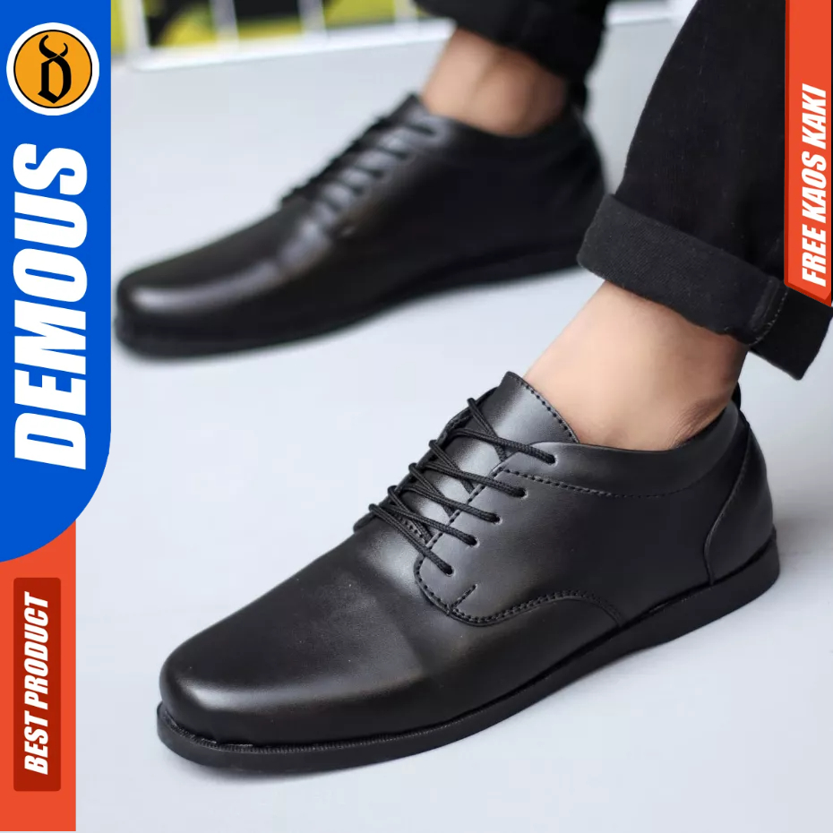 DEMOUS HATTA - Sepatu Formal Casual Hitam Kulit Pu Pria