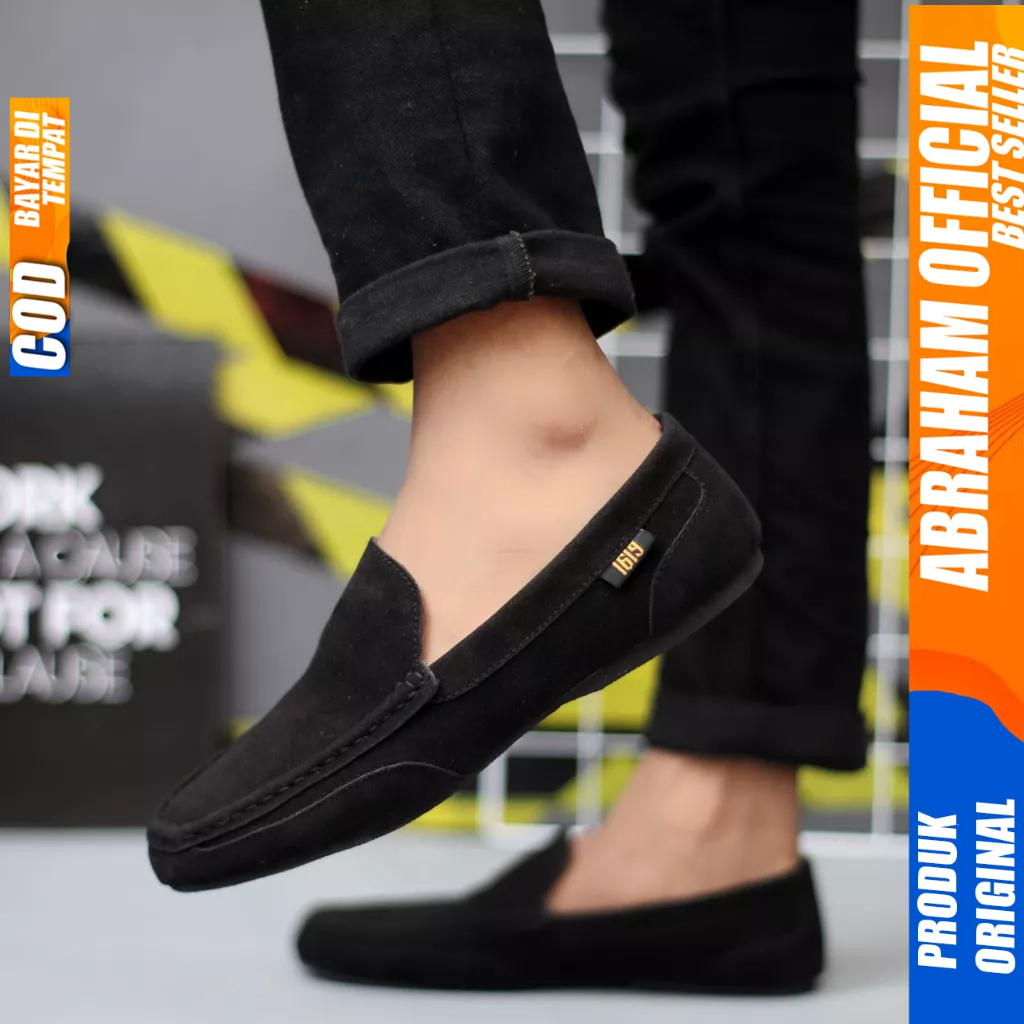 Sepatu Casual Slip On Slop Hitam Pria