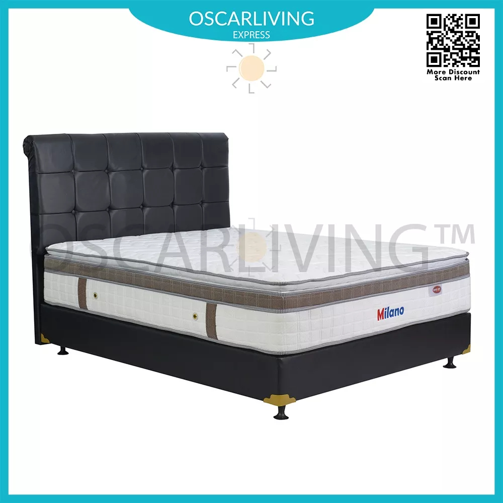 Eversoft Kasur Springbed Milano Latex Spring Putih HB Amore Premium Oreo Spring Bed Fullset - Jabode