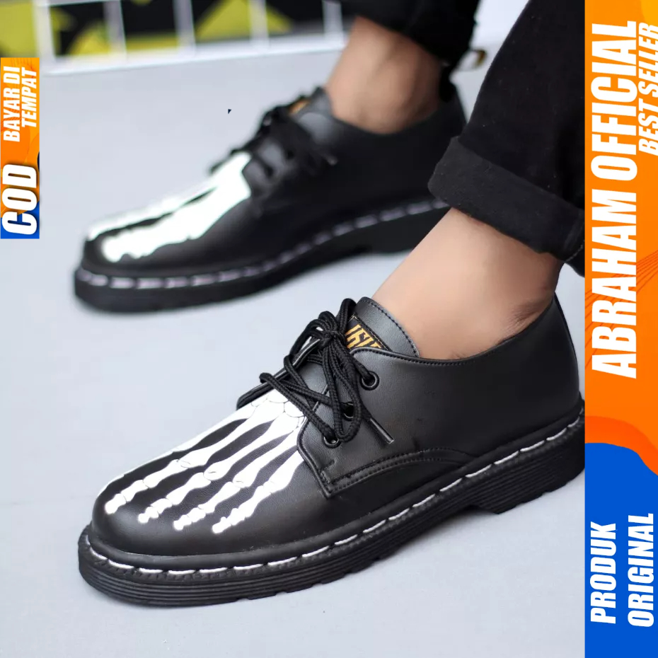 Sepatu Pantofel Formal Docmart Low Boots Casual Kulit Hitam Pria