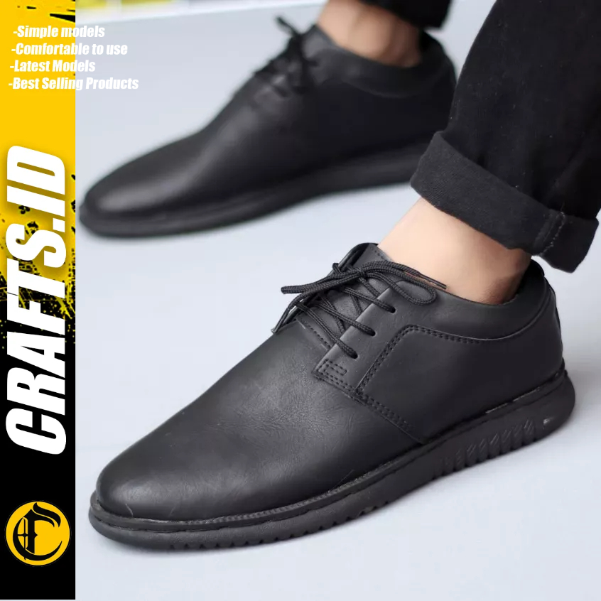 CERAFTS - Sepatu Formal Casual Hitam Kulit Pu Pria