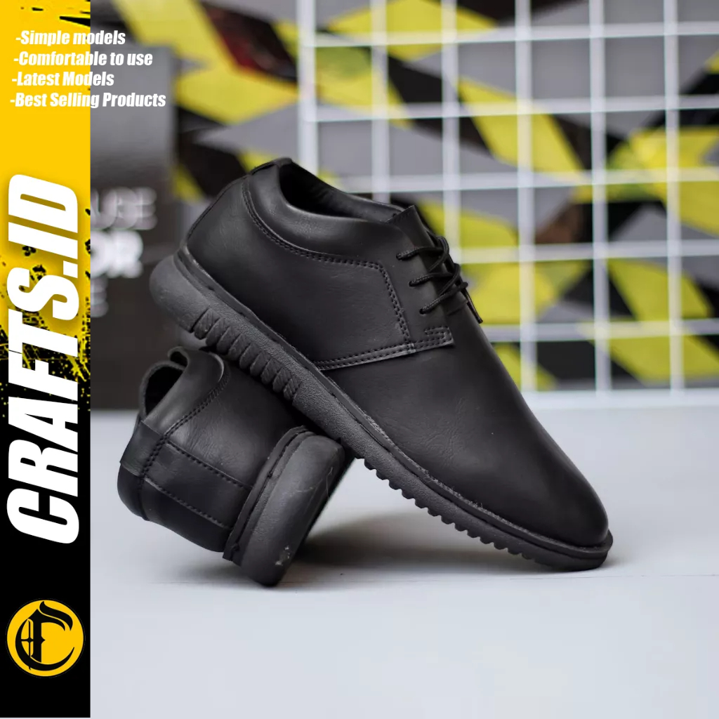 CERAFTS - Sepatu Formal Casual Hitam Kulit Pu Pria