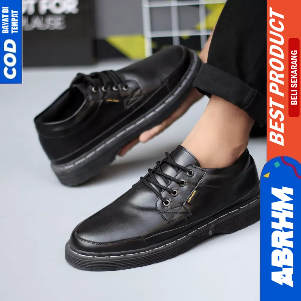 ABRHM Sepatu Pantofel Docmart Formal Hitam Kerja Pria