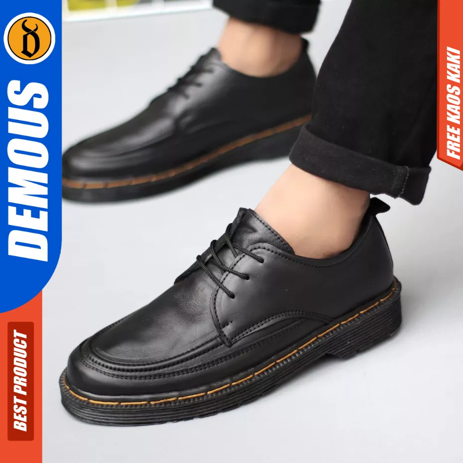 DEMOUS Shadowmoon - Sepatu Formal Formal full Black Kulit Kerja Pria