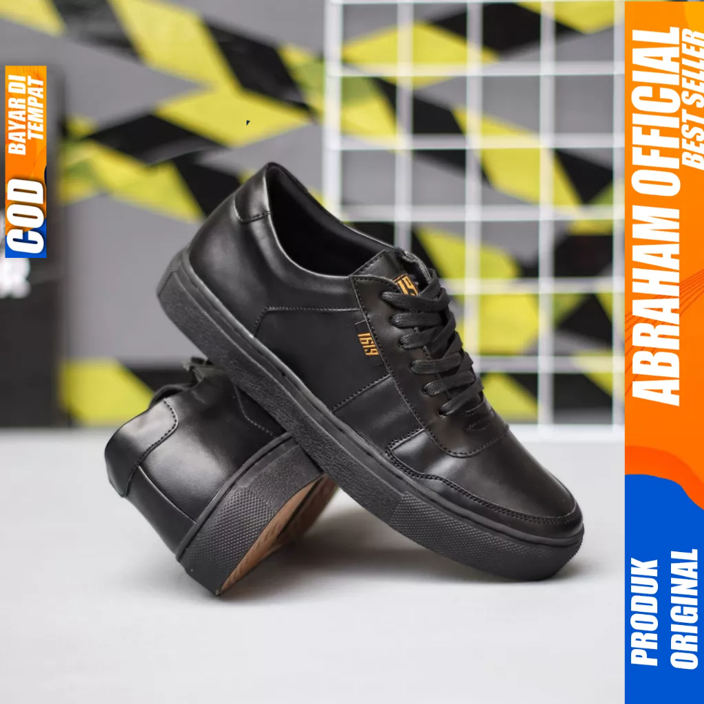 Sepatu Casual Sneakers Hitam Formal Kerja Pria