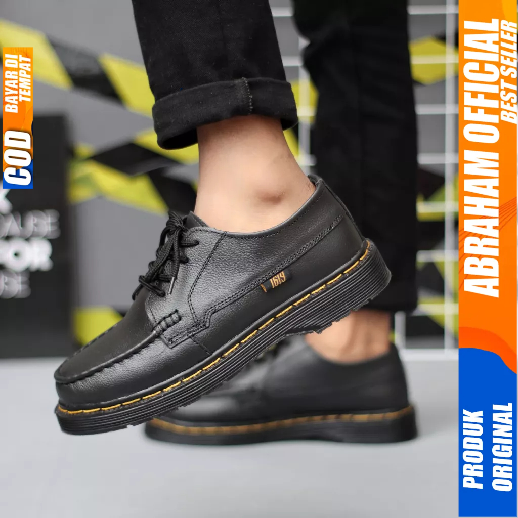 Sepatu Pantofel Formal Docmart Casual Kulit Hitam Pria