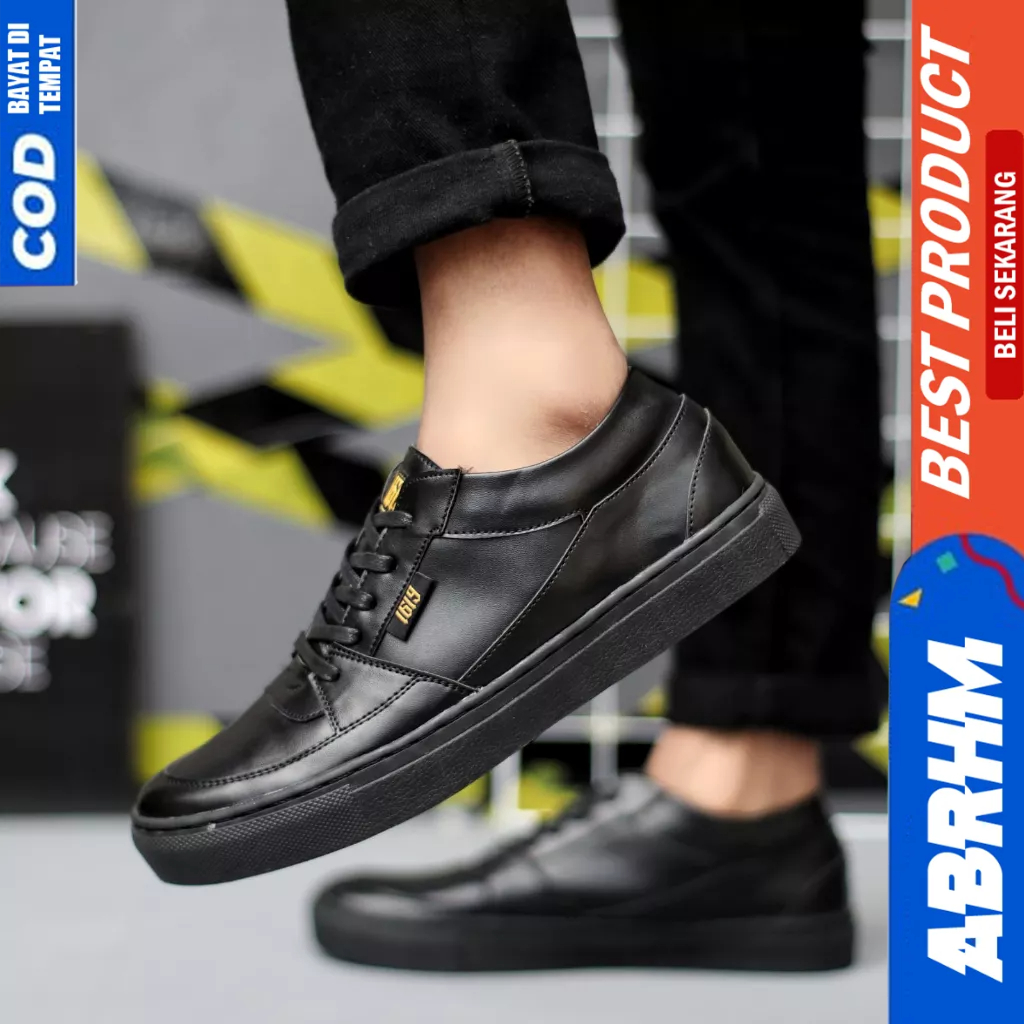 ABRHM Sepatu Casual Formal Hitam Kerja Sneakers Pria