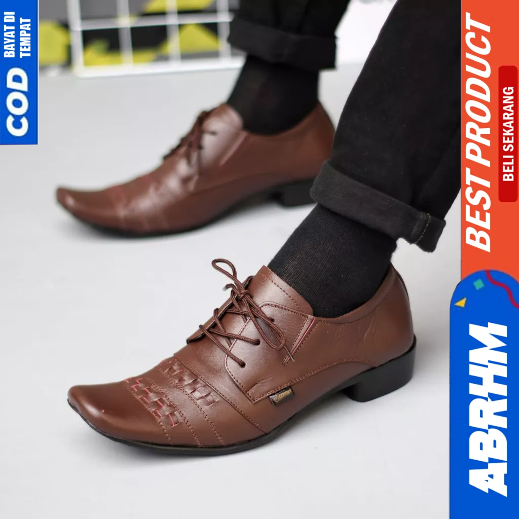 ABRHM Sepatu Formal Pantofel Ukuran Besar 44 45 46 47 Kerja Kantor Kulit Hitam Pria