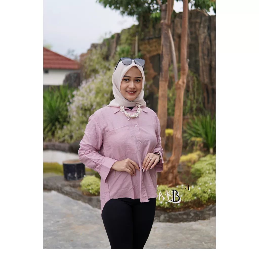 MSB 371 Kemeja Wanita Linen Oversize Olivia Shirt Linen Pocket