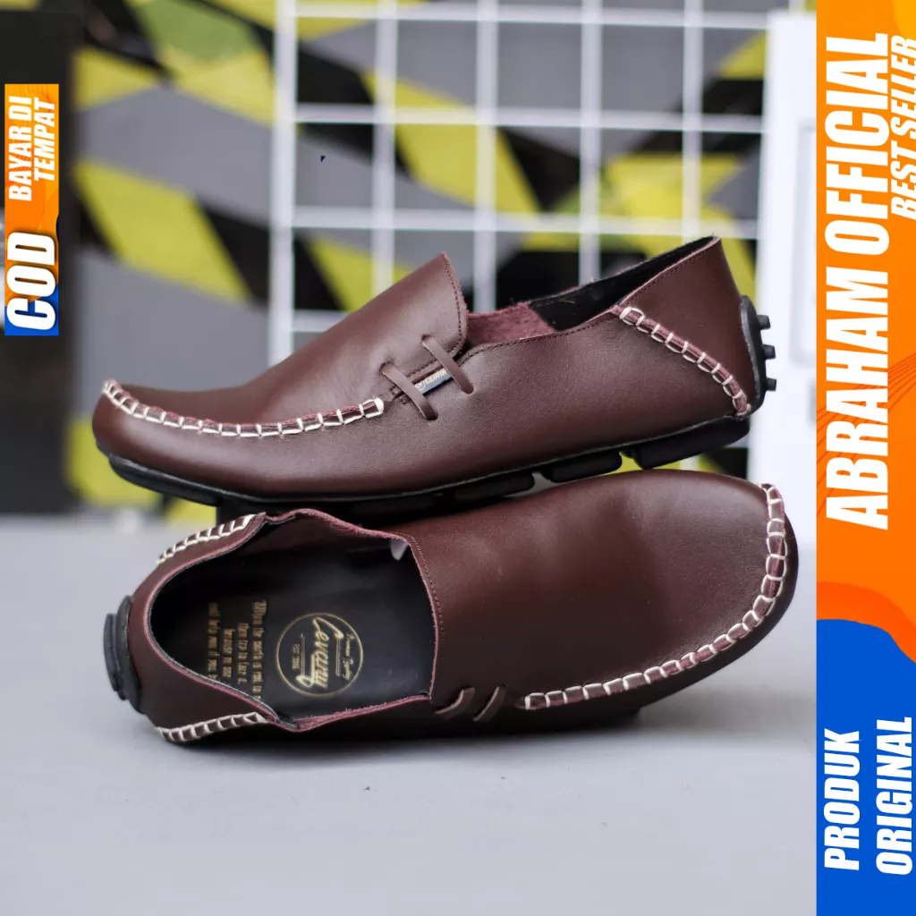 Sepatu Casual Formal Kulit Asli Kerja Slop Hitam Pria