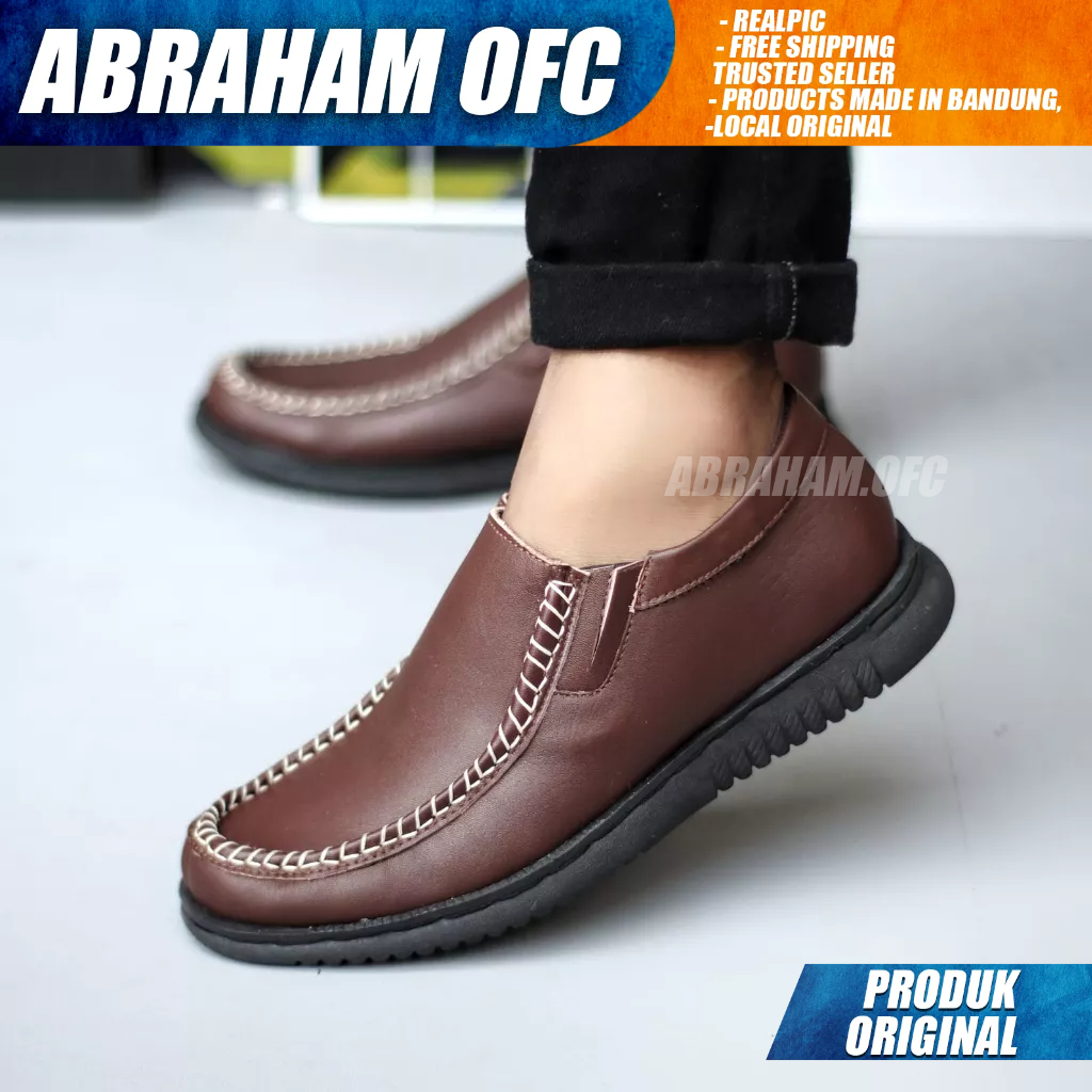 ABRAHAM Sepatu Formal Casual Kulit Full Hitam Kerja Pria