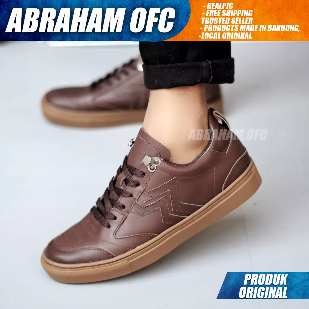 ABRAHAM Sepatu Formal Hitam Kulit Asli Casual Formal Tali Pria