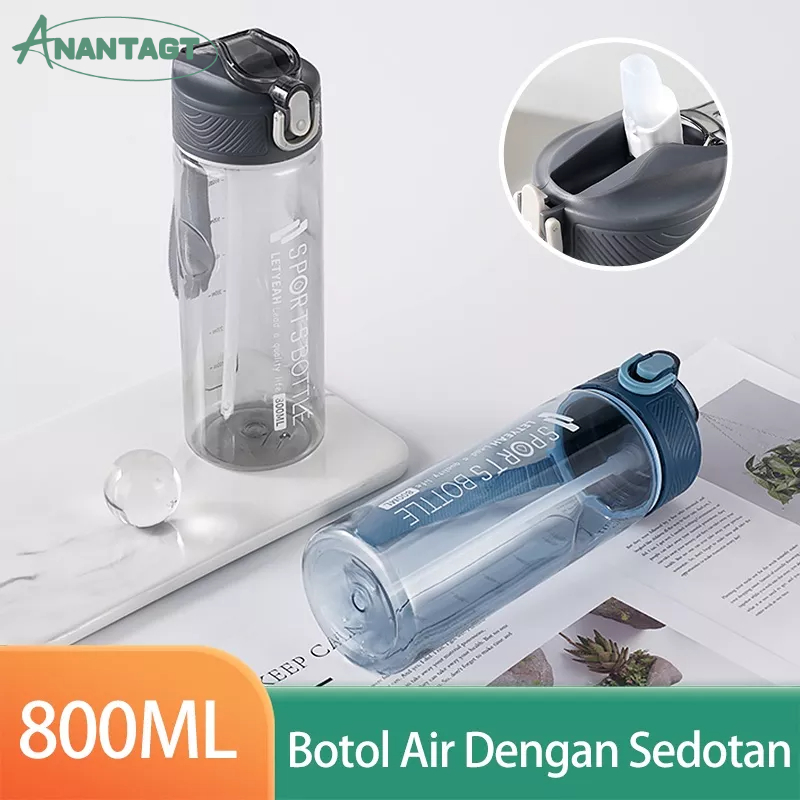 Letyeah &amp; Anantagt Botol Minum Air Olahraga Portabel Anti Bocor Botol Air Praktis Tumbler 800ML