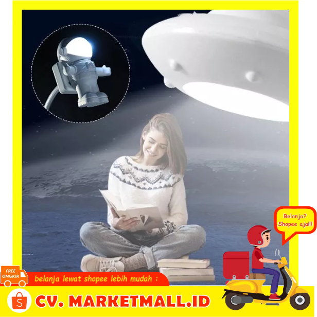 Lampu Meja Kerja Game LED USB Night Light Lamp Flexible Spaceman Astronaut 5V Eshoo - 7RLL1BWH