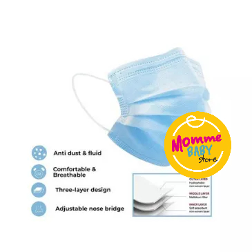 Masker 3 ply Earloop Tali kuping Masker Medis ORLEE Green Kemenkes 1 box isi 50 pcs